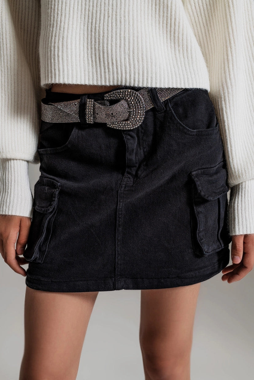 Cargo Mini Skirt in Black