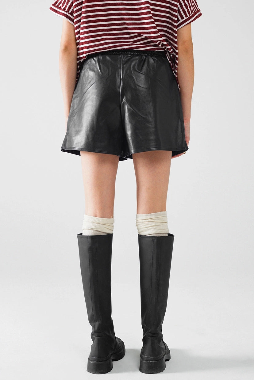 Black Faux Leather Shorts