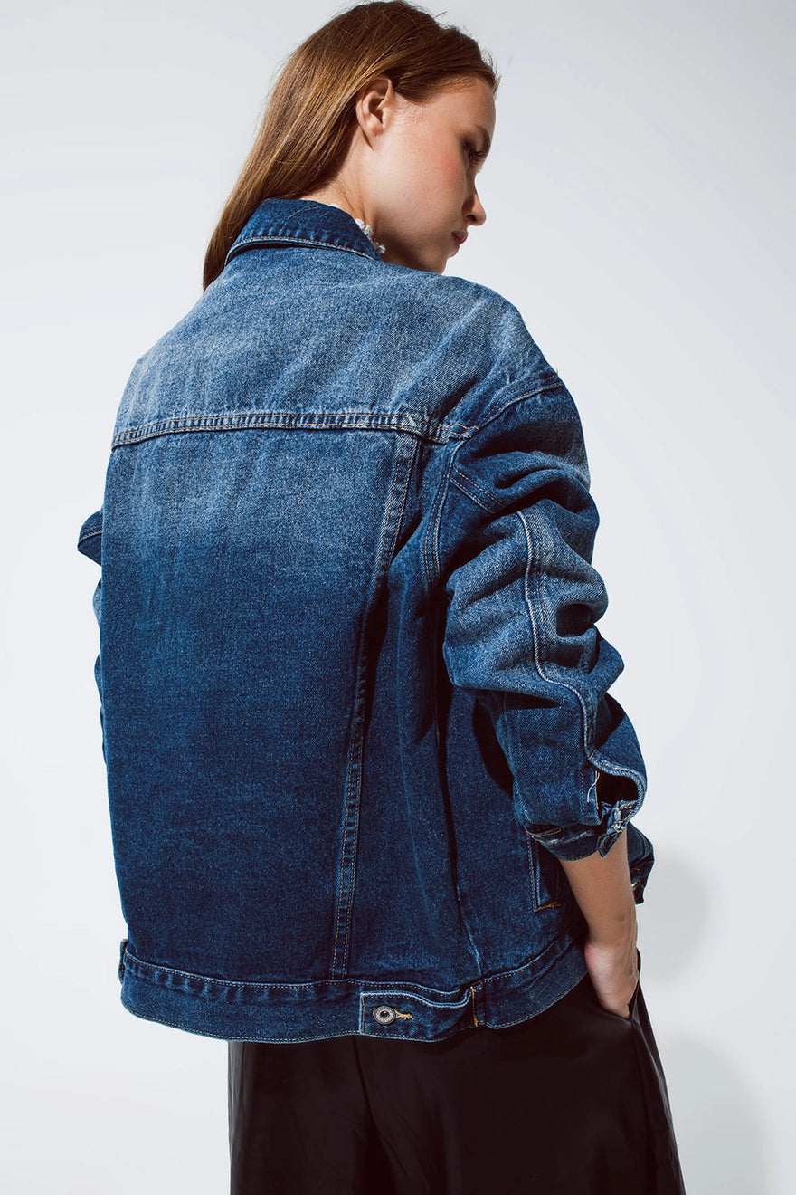 Boyfriend Relaxed Denim Jacket in Dark Wash