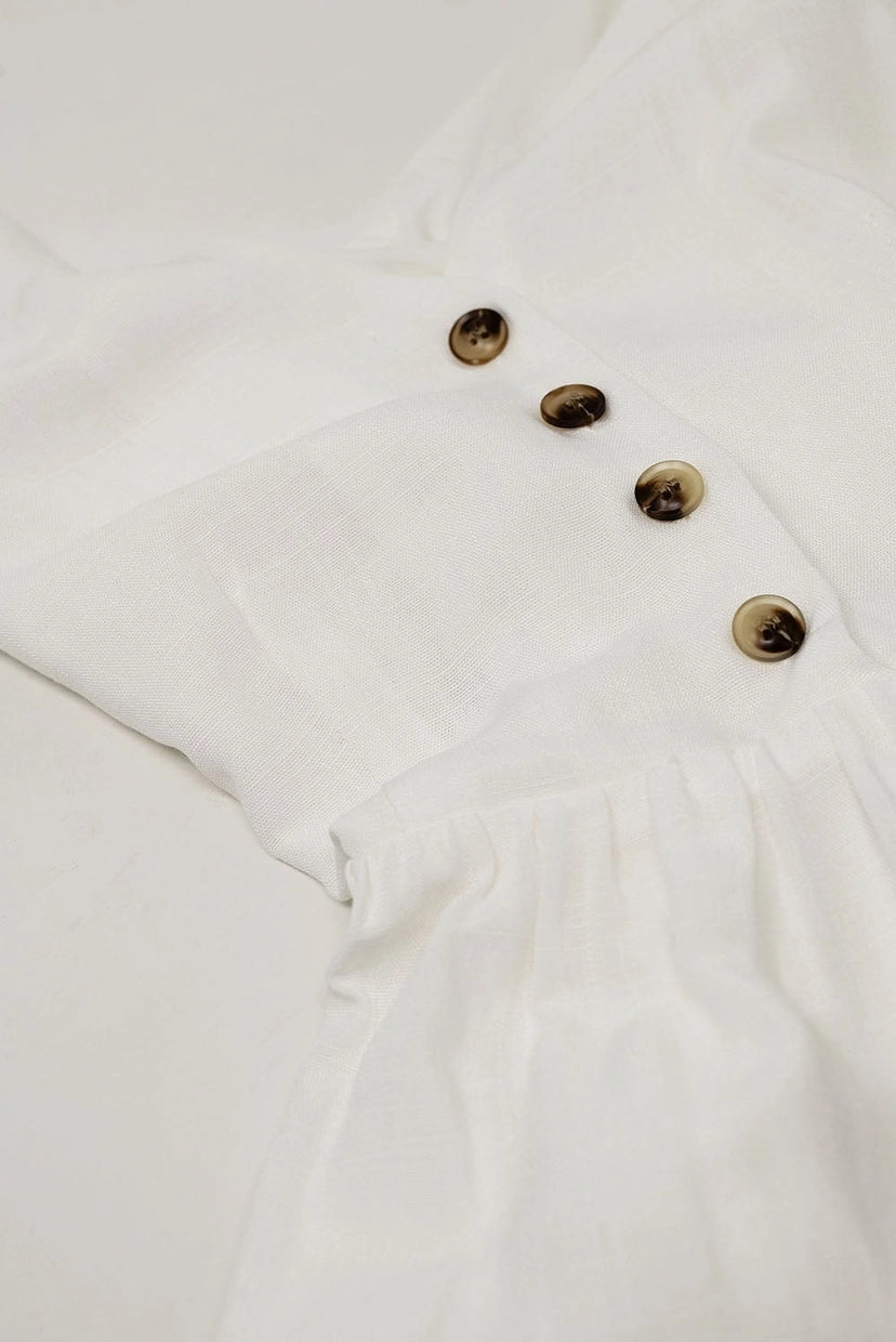 White Dress with Button Detail