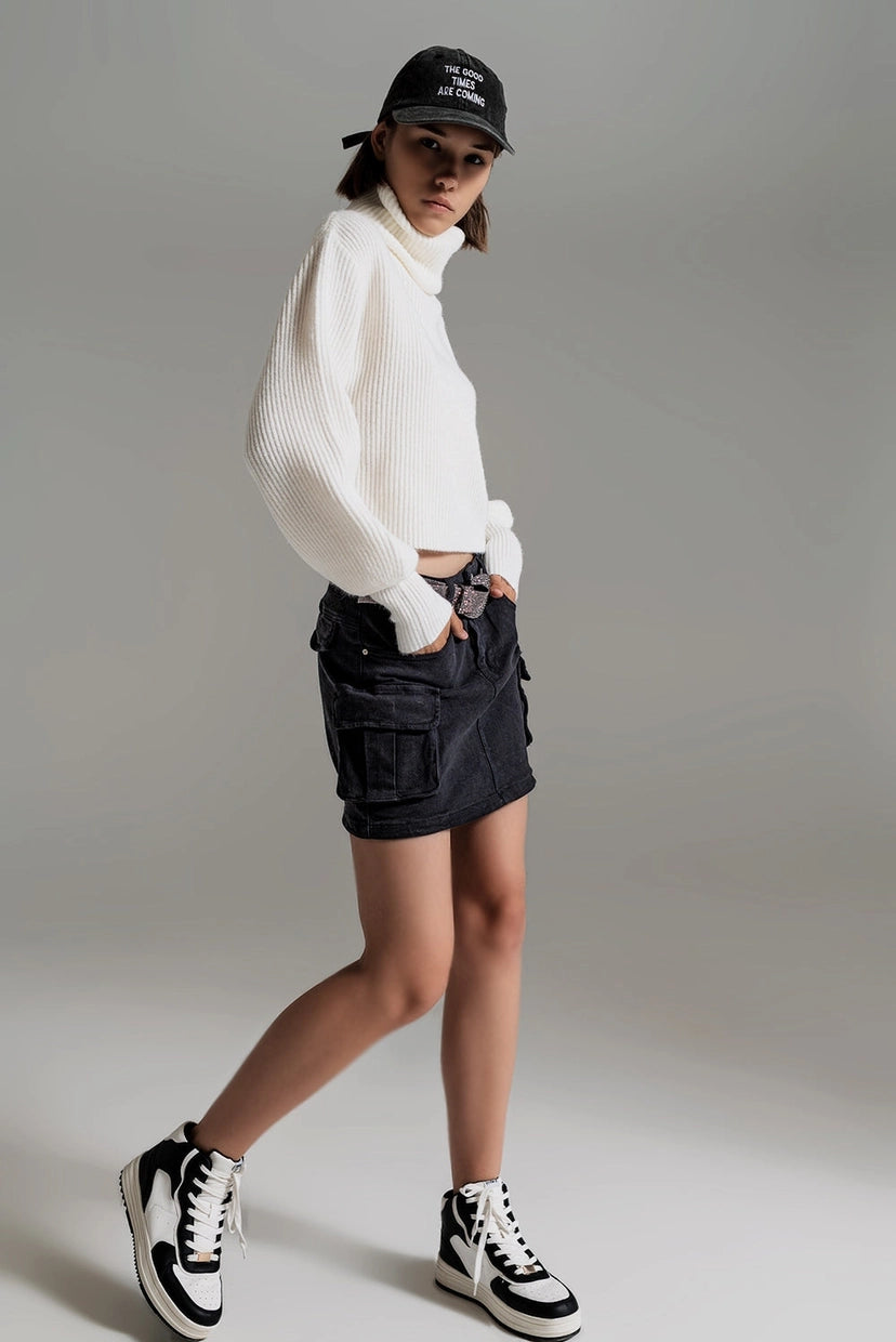 Cargo Mini Skirt in Black