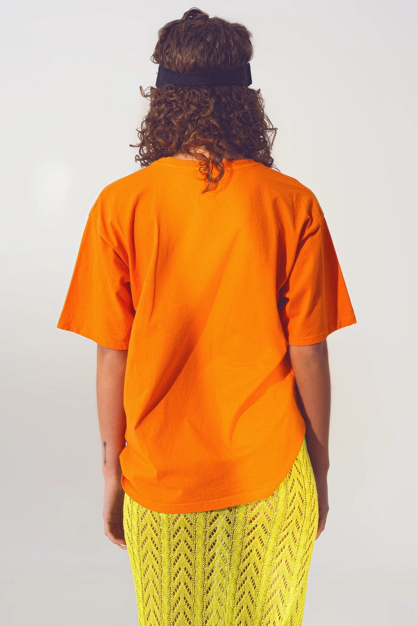 GOOD VIBES Oversized Fit T-shirt in Orange