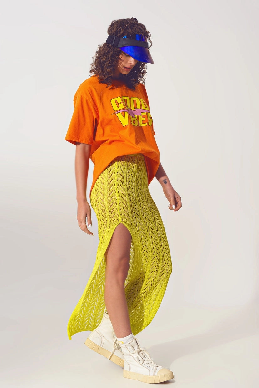 GOOD VIBES Oversized Fit T-shirt in Orange