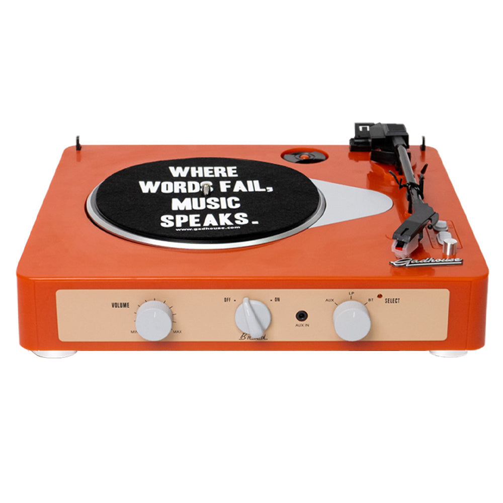 Gadhouse Brad MKII Record Player - Tangerine + Bundled Record Storage Crate