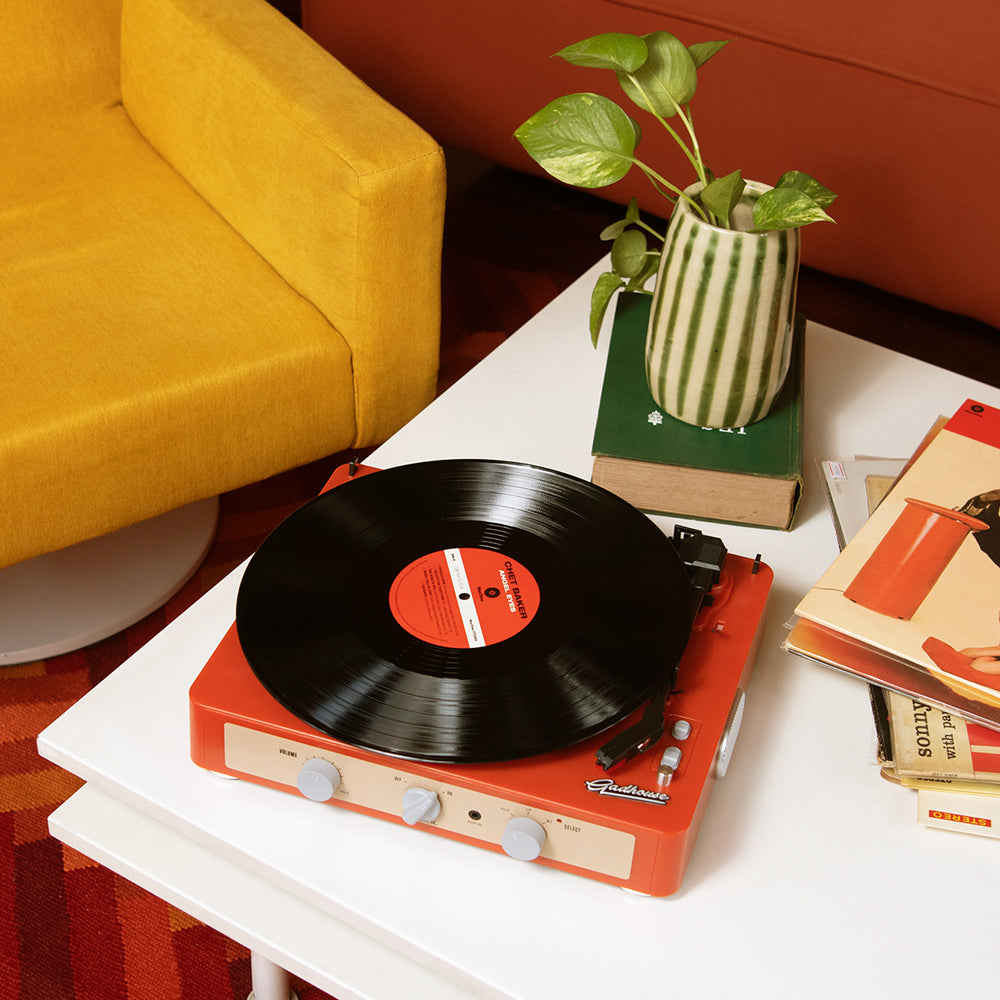 Gadhouse Brad MKII Record Player - Tangerine + Bundled Record Storage Crate