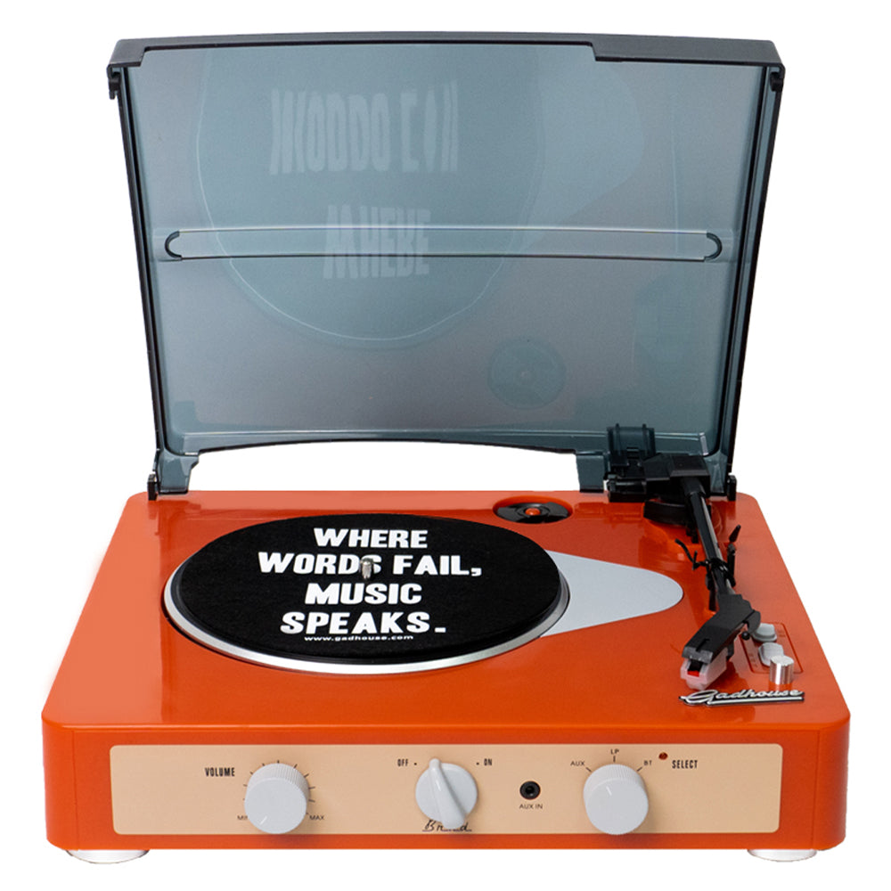 Gadhouse Brad MKII Record Player - Tangerine + Bundled Record Storage Crate