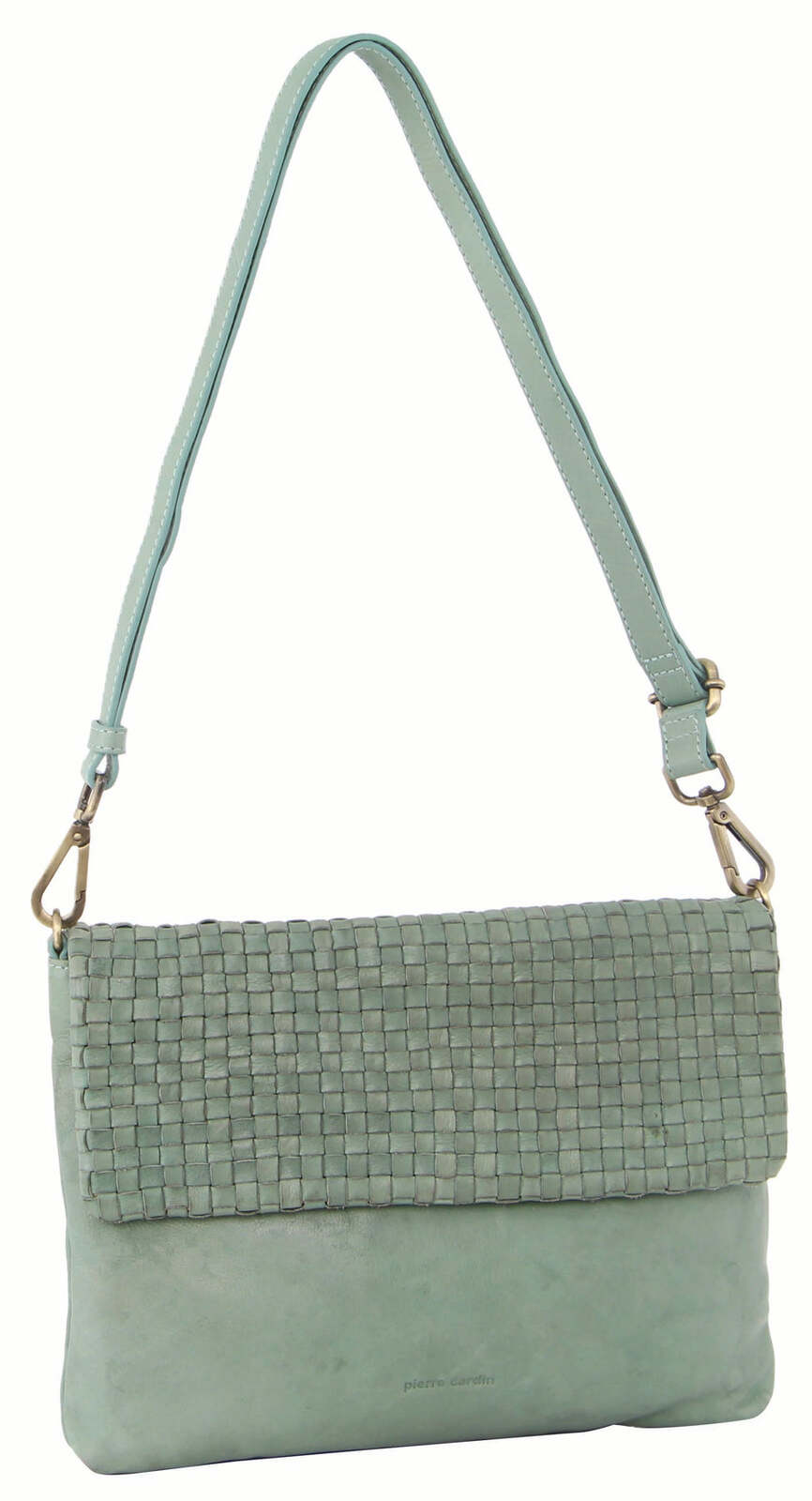 Pierre Cardin Woven Leather Clutch - Mint Green