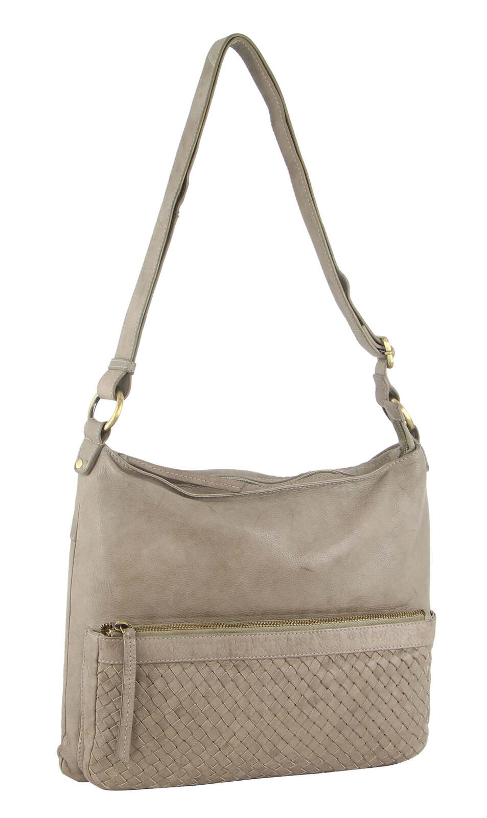 Pierre Cardin Woven Leather Handbag - Taupe