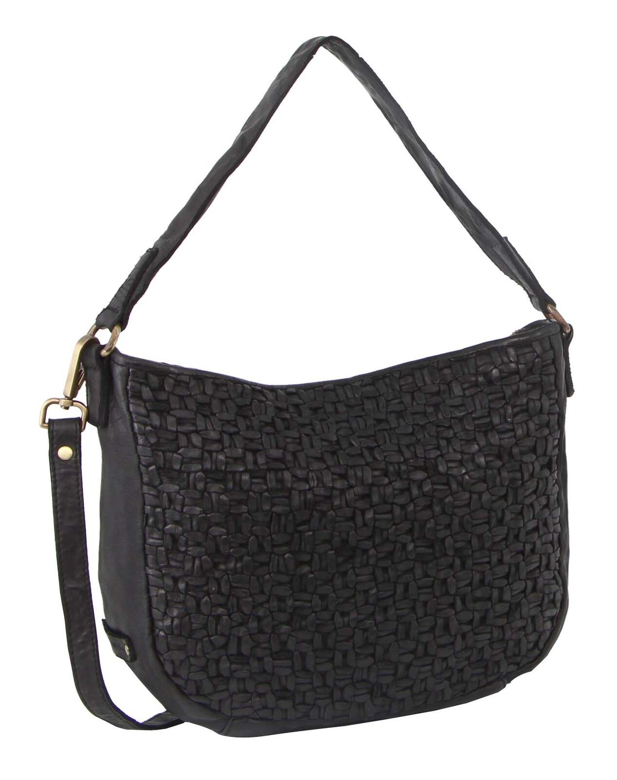 Pierre Cardin Woven Leather Bag - Black