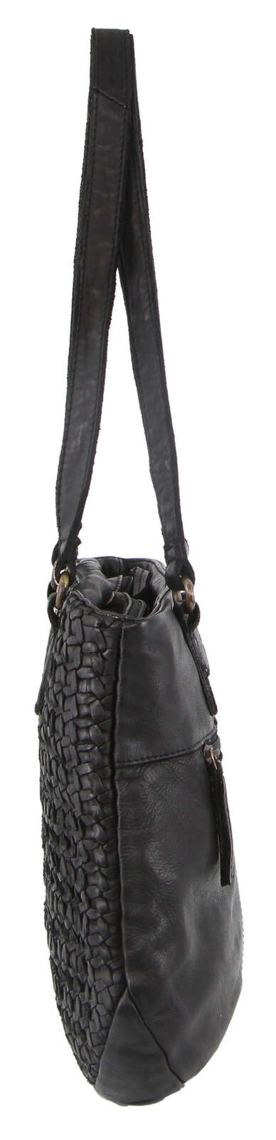 Pierre Cardin Woven Leather Shoulder Bag - Black