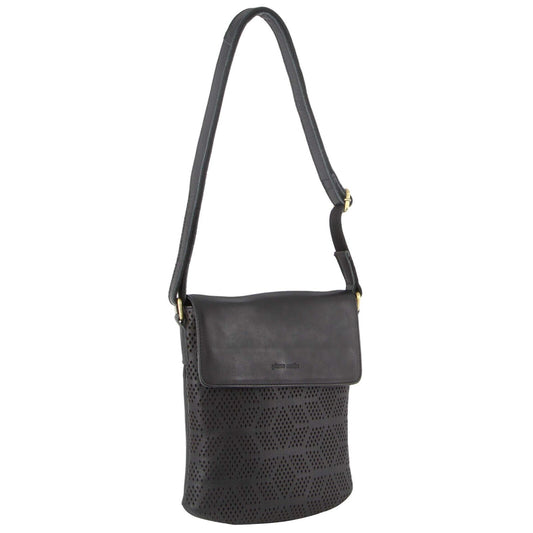 Pierre Cardin Leather Perforated Bag - Black