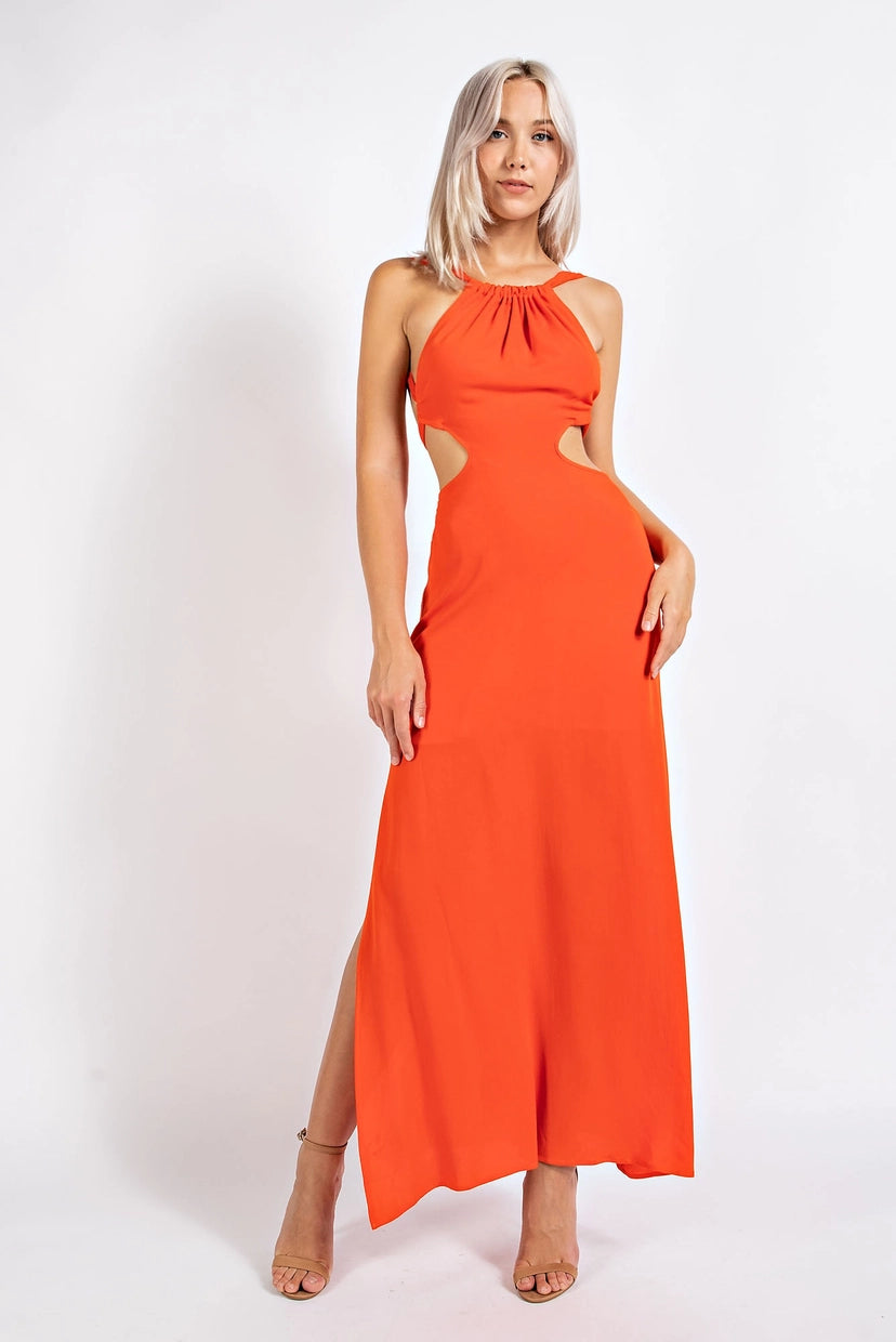 Amelia Cut Out Halter Maxi Dress