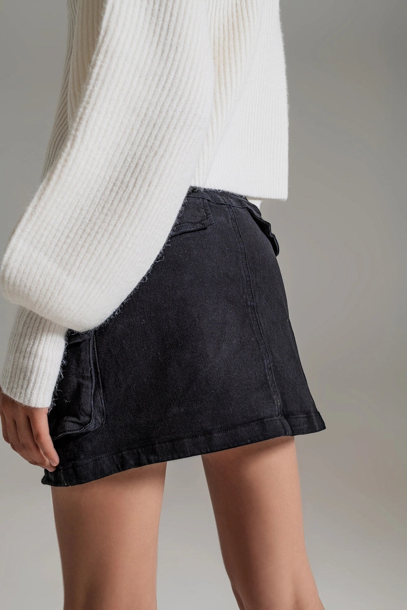 Cargo Mini Skirt in Black