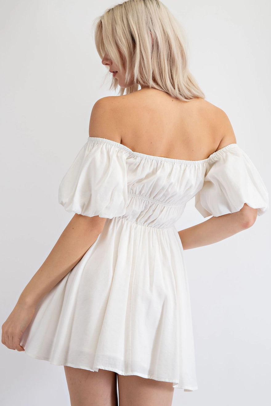 Danica Flounce Sleeve Off-Shoulder A Line Mini Dress