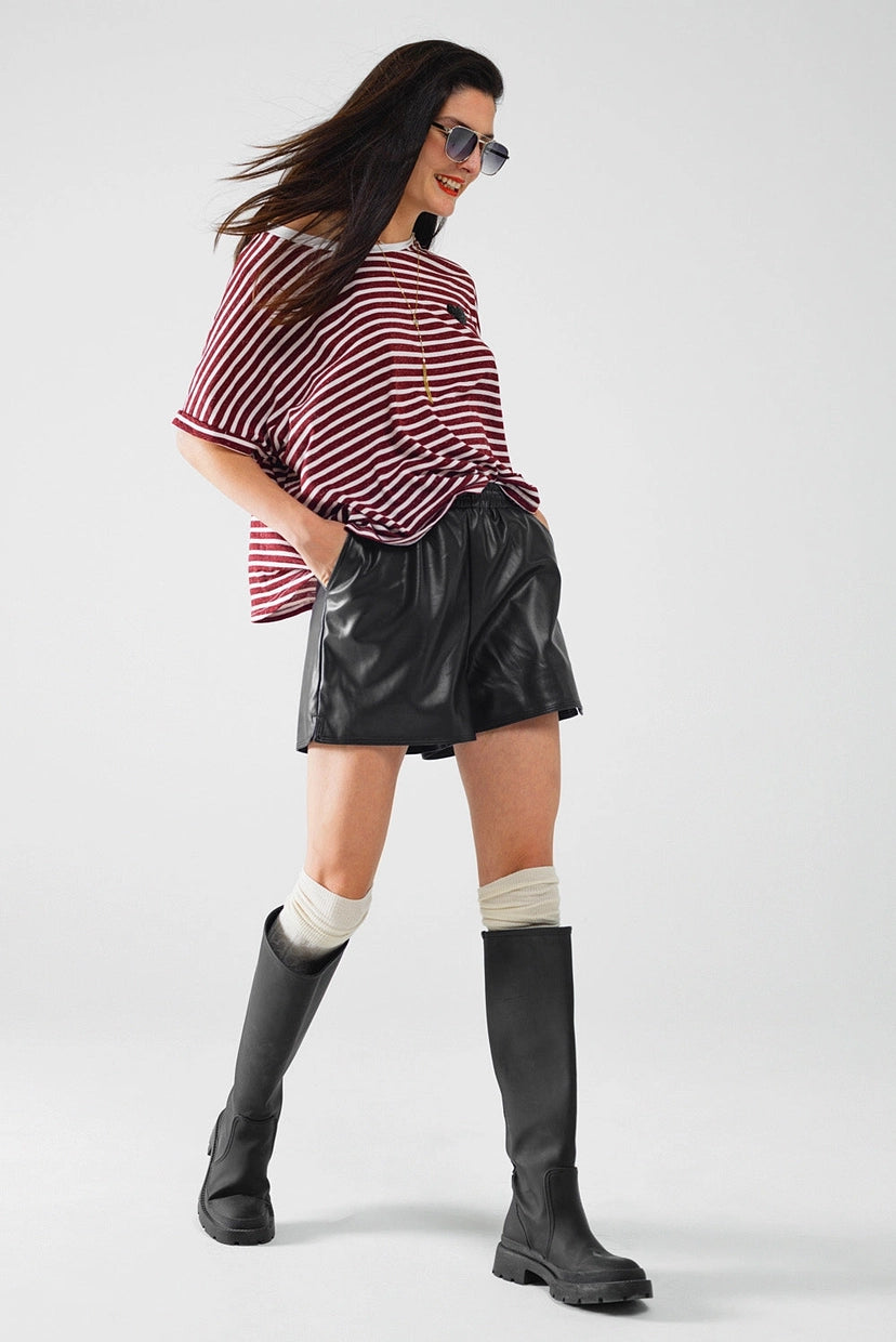 Black Faux Leather Shorts