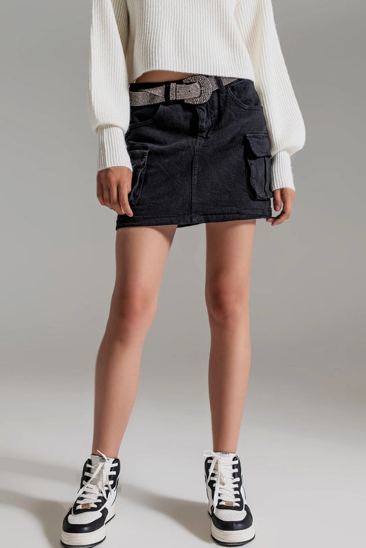 Cargo Mini Skirt in Black