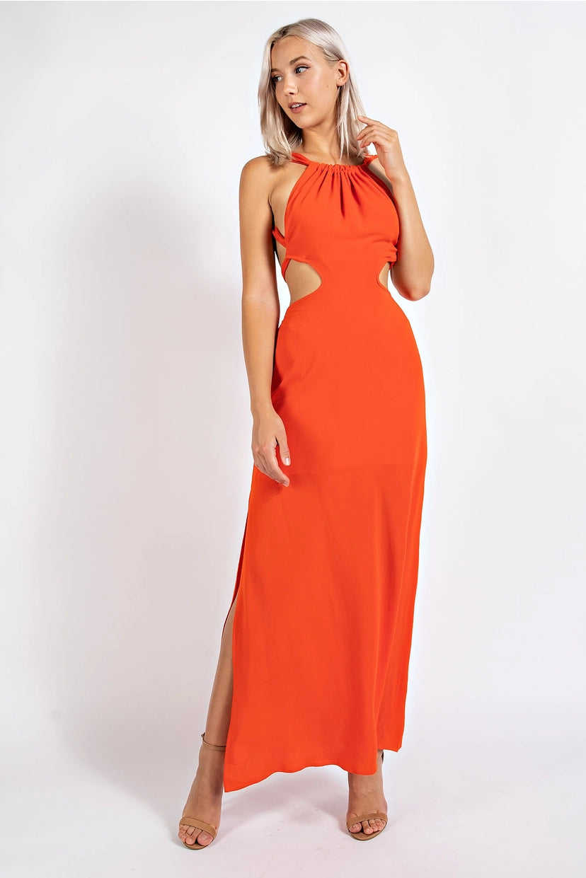 Amelia Cut Out Halter Maxi Dress