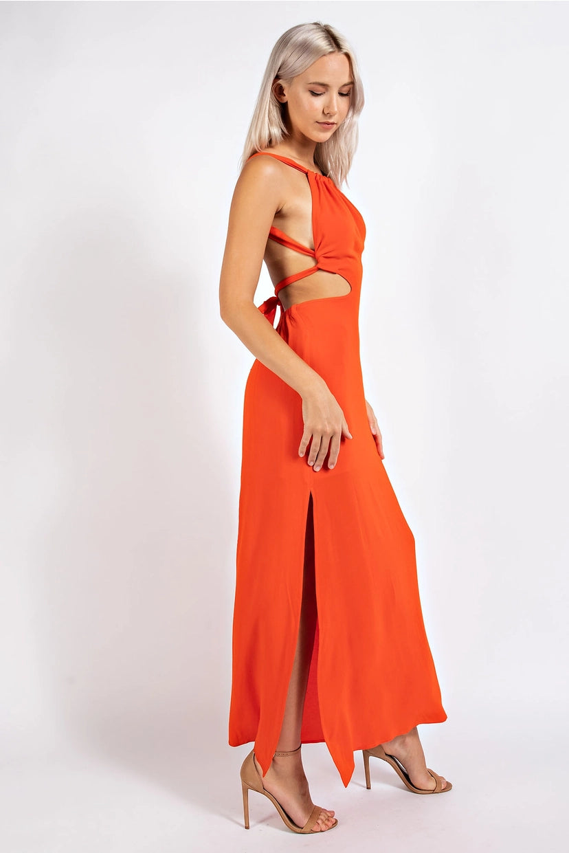 Amelia Cut Out Halter Maxi Dress