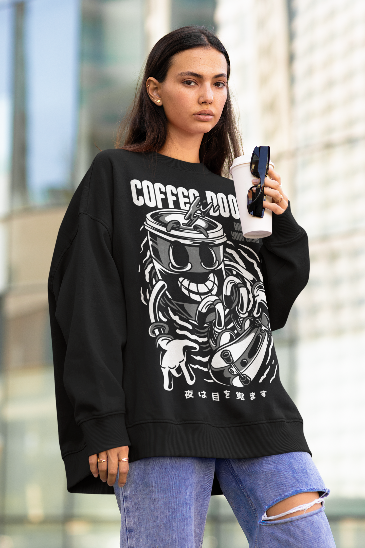 COFFEE BOOST Unisex Loose Fleece Pullover