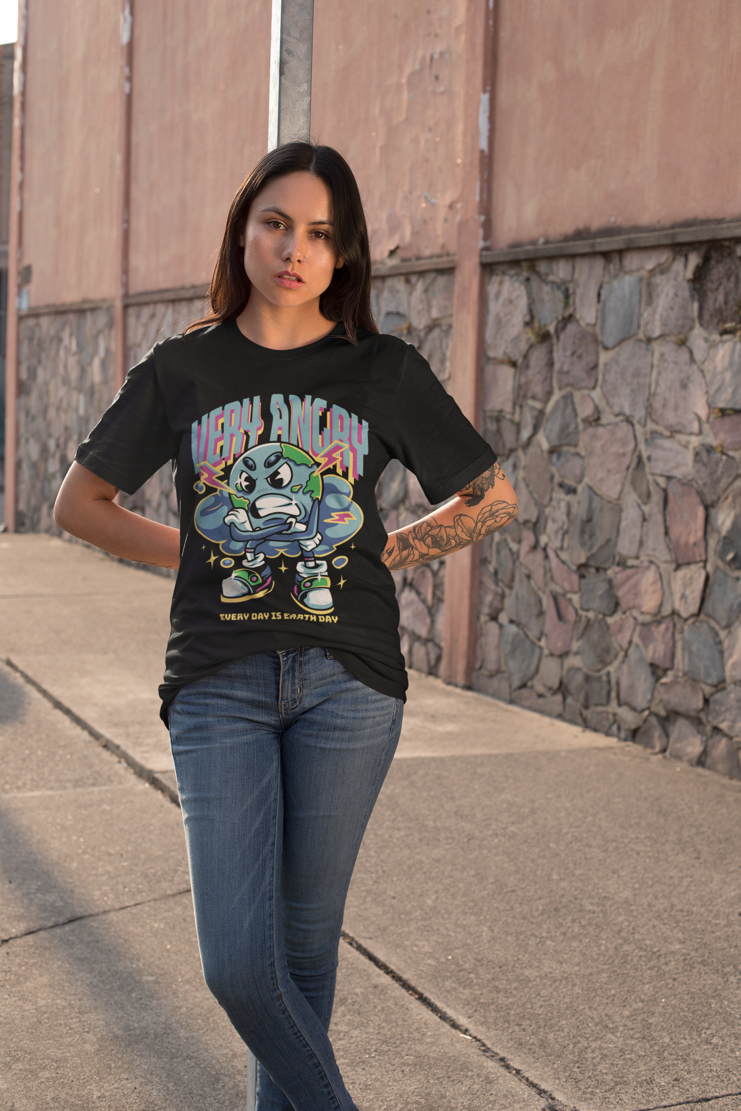 EARTH DAY - VERY ANGRY Unisex Oversize Deep Drop Shoulder Tee